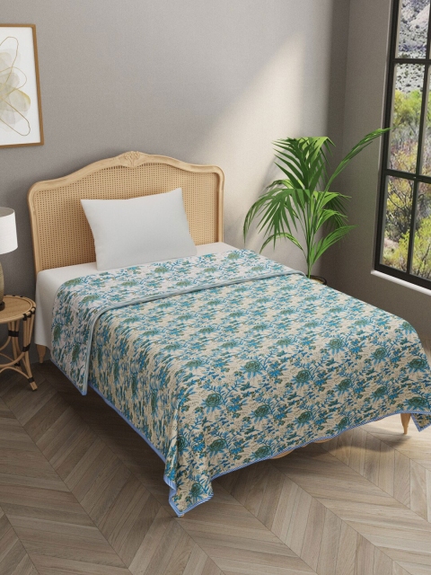 

Gulaab Jaipur Green & White Floral AC Room Cotton 450 GSM Single Bed Dohar