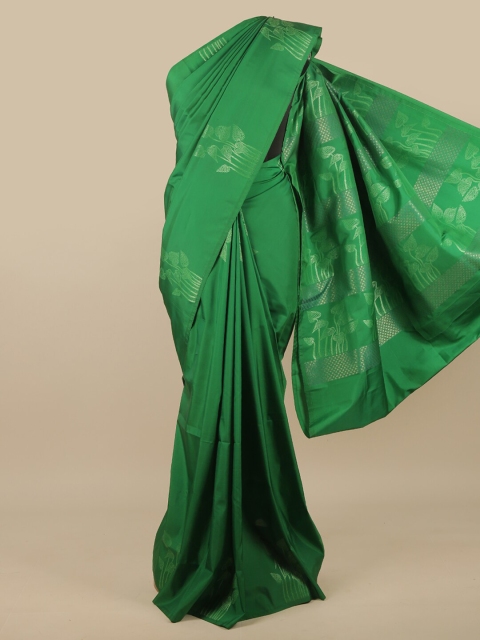 

Pothys Green & Gold-Toned Floral Art Silk Saree