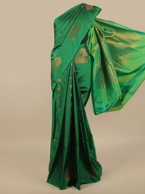 

Pothys Green & Gold-Toned Woven Design Zari Art Silk Saree