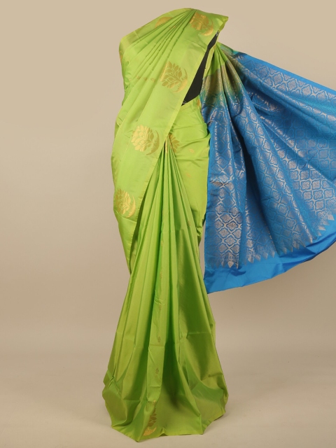 

Pothys Green & Gold-Toned Floral Zari Art Silk Saree