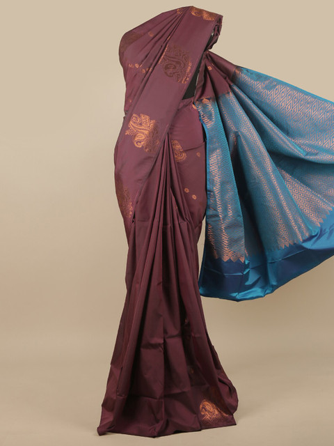 

Pothys Burgundy & Copper-Toned Ethnic Motifs Zari Art Silk Saree