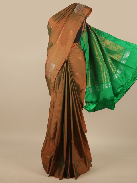 

Pothys Green & Copper-Toned Ethnic Motifs Zari Art Silk Saree