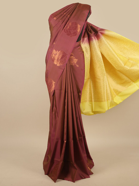 

Pothys Rust & Yellow Ethnic Motifs Zari Art Silk Saree