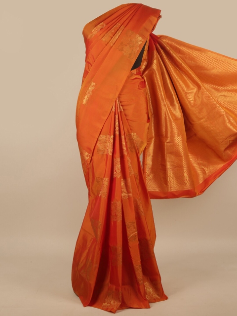 

Pothys Orange & Gold-Toned Ethnic Motifs Zari Art Silk Saree
