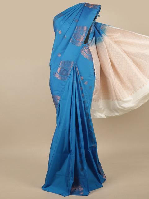 

Pothys Blue & White Ethnic Motifs Zari Art Silk Saree