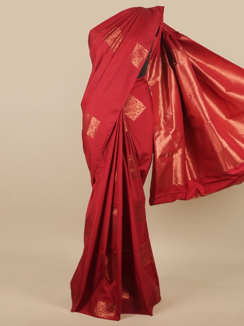 

Pothys Maroon & Copper-Toned Woven Design Zari Art Silk Saree