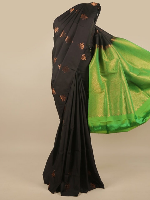 

Pothys Black & Green Ethnic Motifs Zari Art Silk Saree