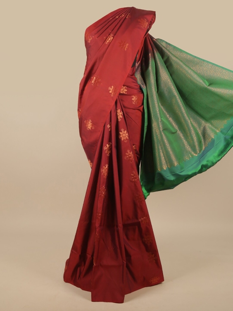 

Pothys Maroon & Green Ethnic Motifs Zari Art Silk Saree