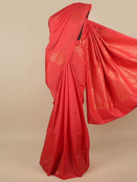 

Pothys Pink & Gold-Toned Ethnic Motifs Zari Art Silk Saree