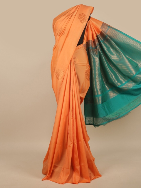 

Pothys Peach-Coloured & Green Woven Design Art Silk Saree