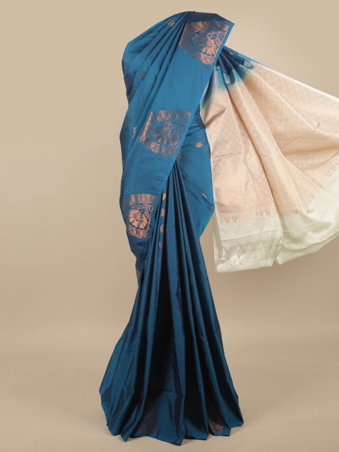 

Pothys Woman Blue & Cream-Coloured Floral Zari Art Silk Saree