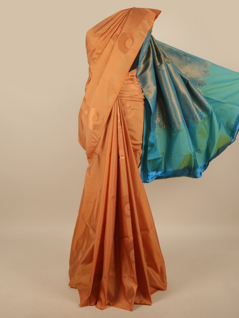 

Pothys Peach-Coloured & Green Woven Design Art Silk Saree