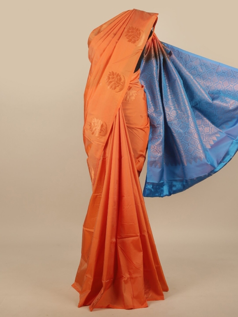 

Pothys Orange & Blue Ethnic Motifs Zari Art Silk Saree