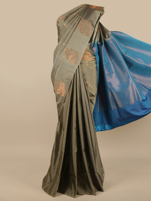 

Pothys Grey & Blue Woven Design Art Silk Saree