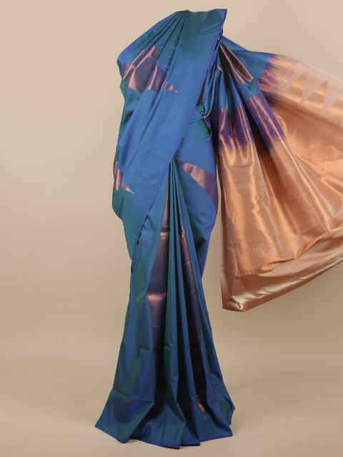 

Pothys Navy Blue & Copper-Toned Woven Design Zari Art Silk Saree