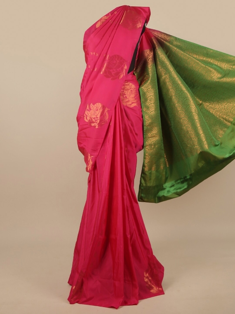

Pothys Pink & Green Ethnic Motifs Zari Art Silk Saree