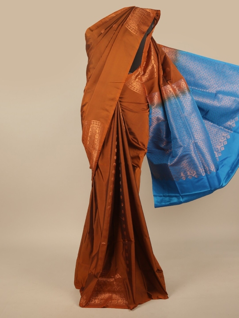 

Pothys Copper-Toned & Turquoise Blue Woven Design Zari Art Silk Saree