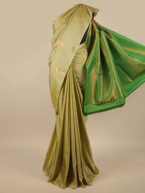 

Pothys Green & Copper-Toned Floral Zari Art Silk Saree