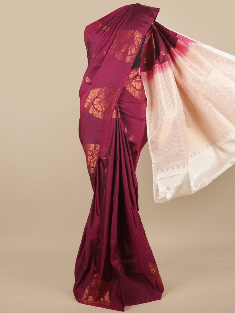 

Pothys Purple & White Floral Zari Art Silk Saree