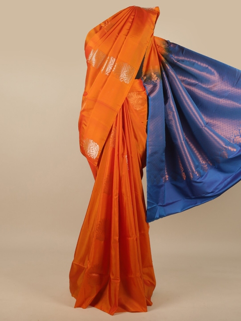 

Pothys Orange & Blue Woven Design Art Silk Saree