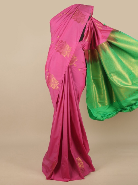 

Pothys Pink & Green Floral Art Silk Saree