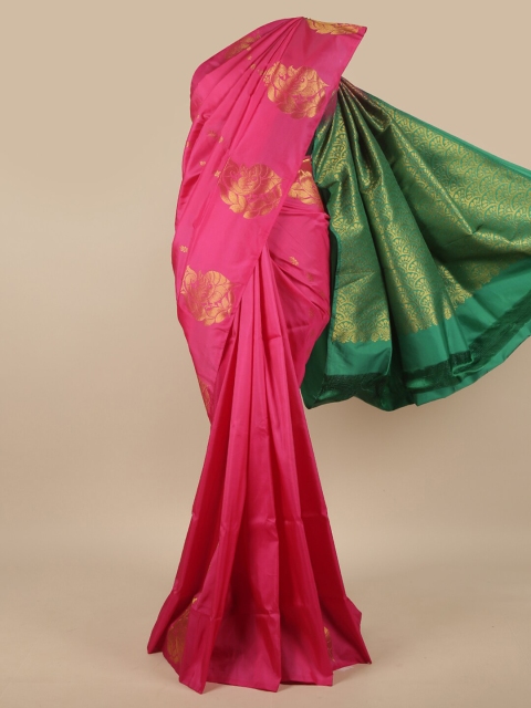 

Pothys Pink & Green Ethnic Motifs Zari Art Silk Saree