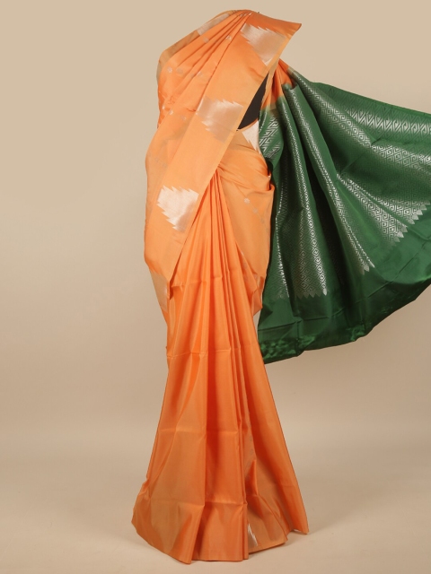 

Pothys Peach-Coloured & Green Woven Design Zari Art Silk Saree