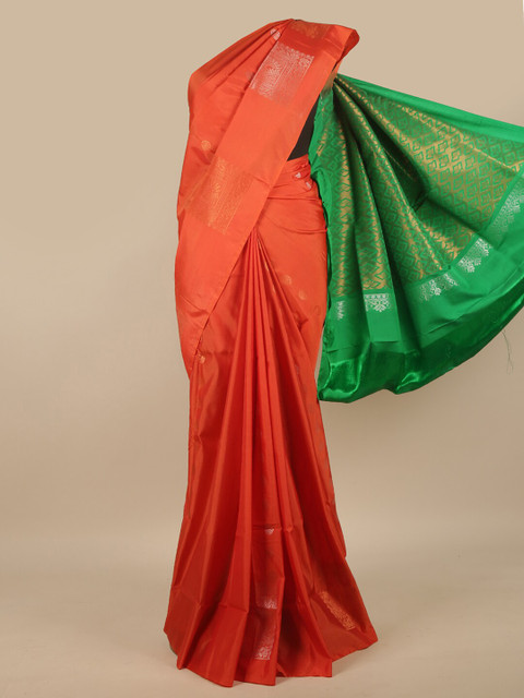 

Pothys Orange & Green Woven Design Art Silk Saree