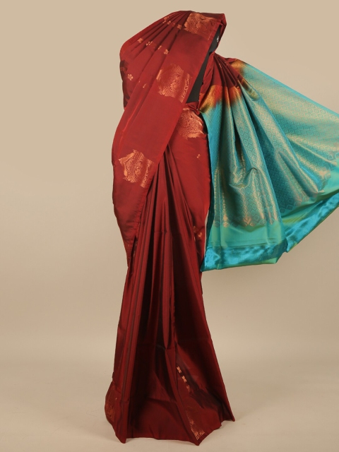 

Pothys Maroon & Turquoise Blue Ethnic Motifs Zari Art Silk Saree