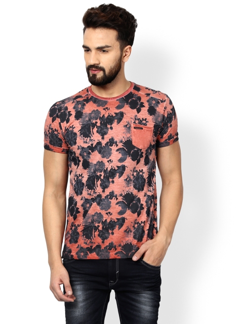 

Mufti Men Orange Printed T-shirt