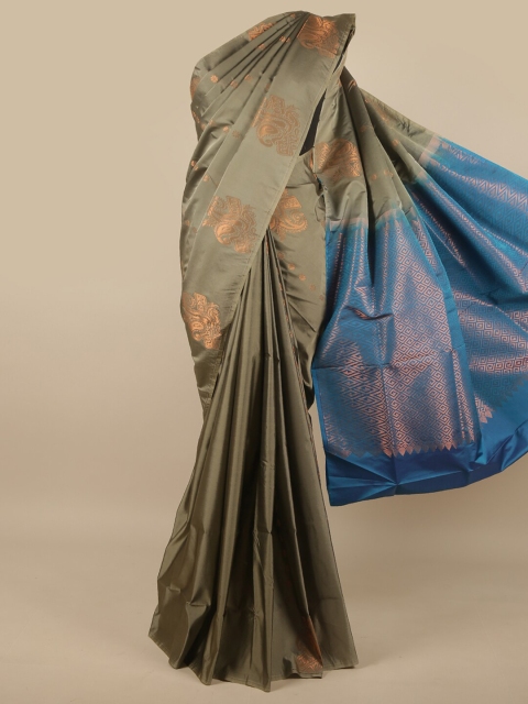 

Pothys Grey & Blue Woven Design Zari Art Silk Saree