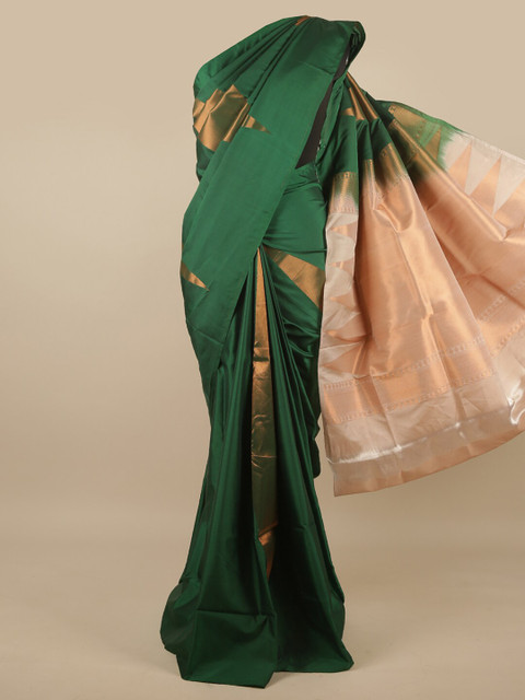 

Pothys Green & White Floral Zari Art Silk Saree