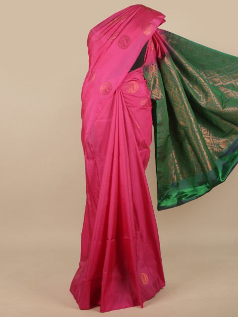 

Pothys Pink & Green Woven Design Saree