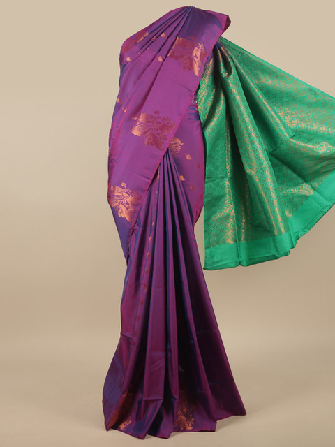 

Pothys Purple & Green Ethnic Motifs Zari Art Silk Saree