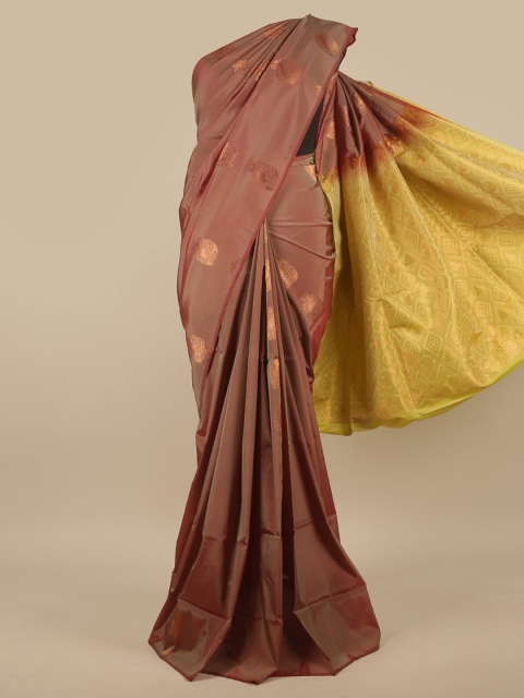 

Pothys Rust & Yellow Woven Design Zari Art Silk Saree