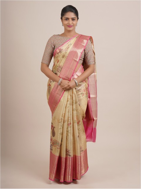 

Pothys Yellow & Red Floral Printed Zari Saree