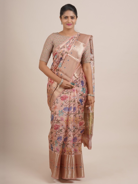 

Pothys Pink & Purple Floral Printed Organza Saree