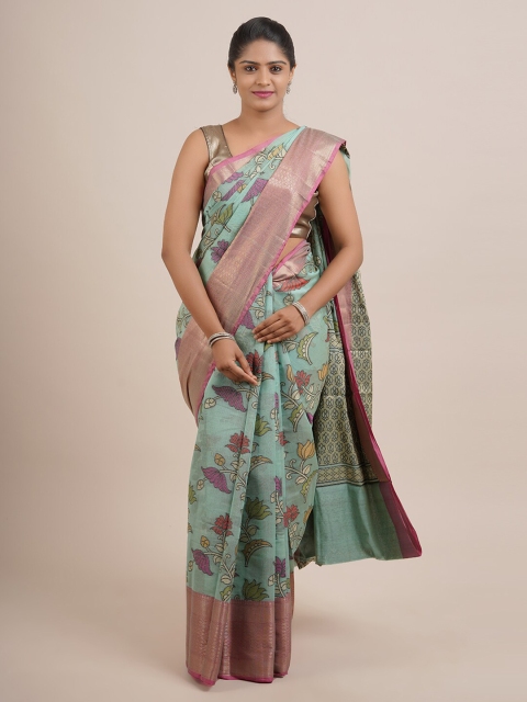 

Pothys Blue & Pink Floral Organza Saree