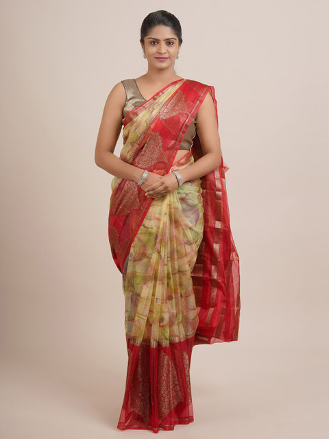 

Pothys Maroon & Green Organza Saree