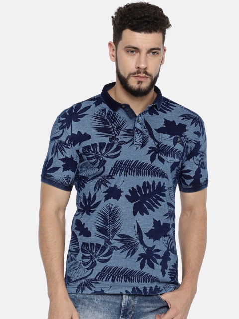 

Mufti Men Blue Printed Polo Slim T-shirt