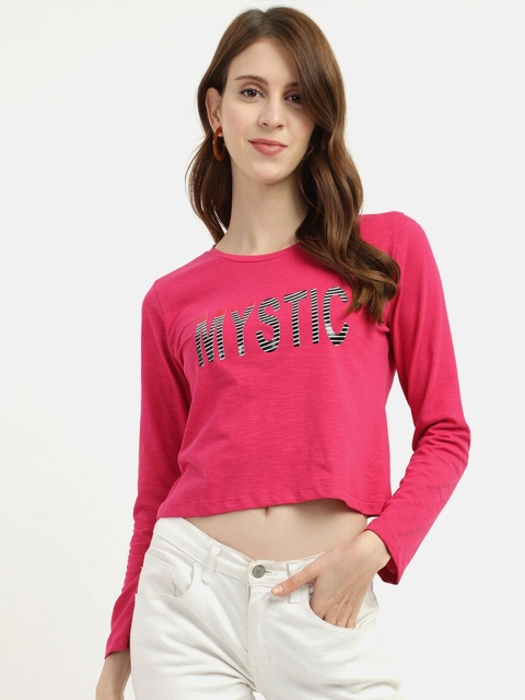 

V2 Value & Variety Women Pink & Black Printed Regular Crop Top