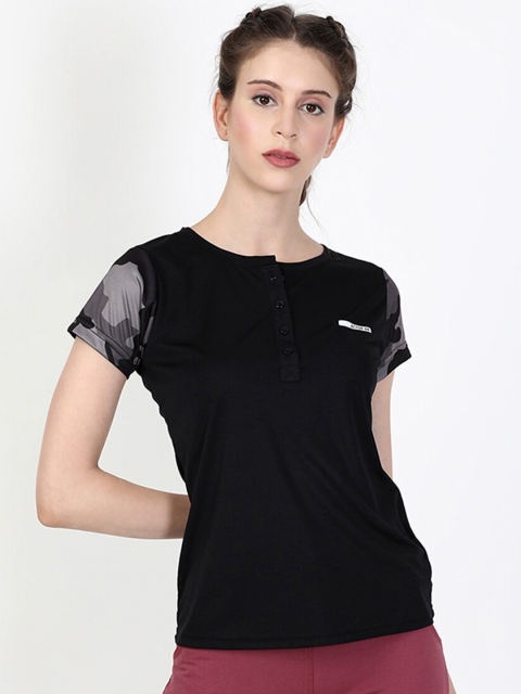 

V2 Value & Variety Women Black Solid Printed Sleeves Top