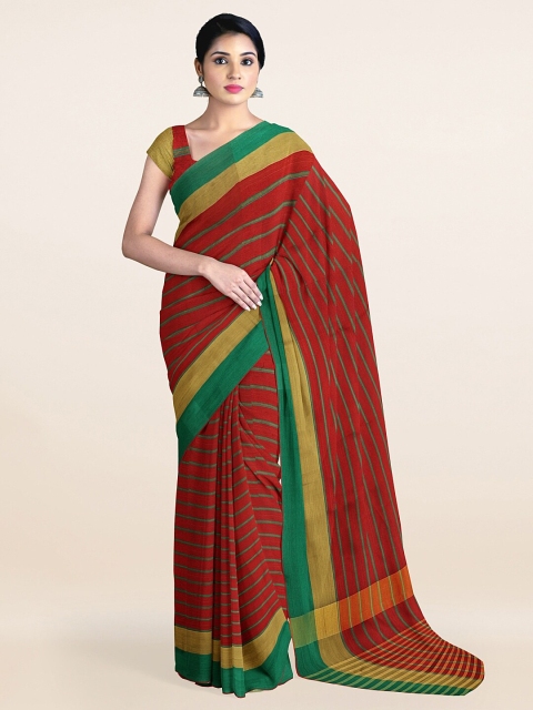 

Pothys Maroon Striped Cotton Blend Saree