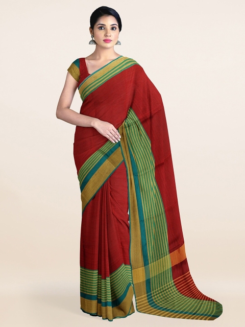 

Pothys Maroon & Blue Solid Zari Saree