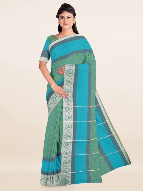 

Pothys Green & Silver-Toned Woven Design Zari Art Silk Saree