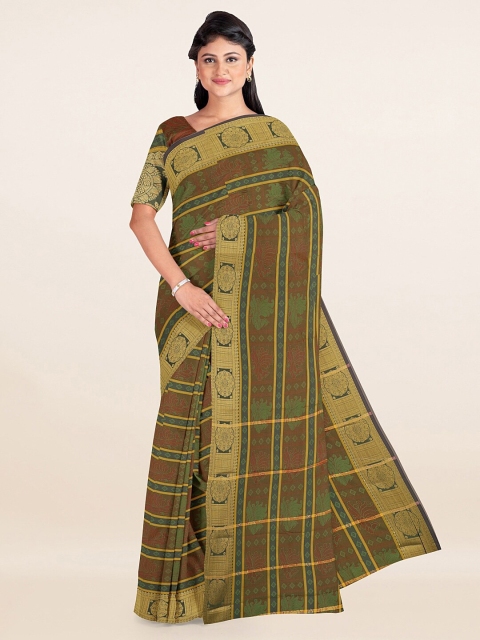 

Pothys Green & Brown Ethnic Motifs Zari Art Silk Saree