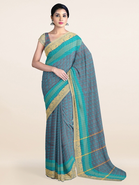 

Pothys Blue & Grey Zari Art Silk Saree