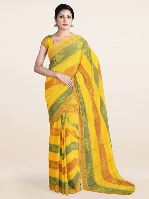 

Pothys Green & Brown Woven Design Art Silk Saree