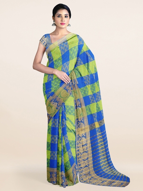 

Pothys Blue & Green Printed Zari Saree