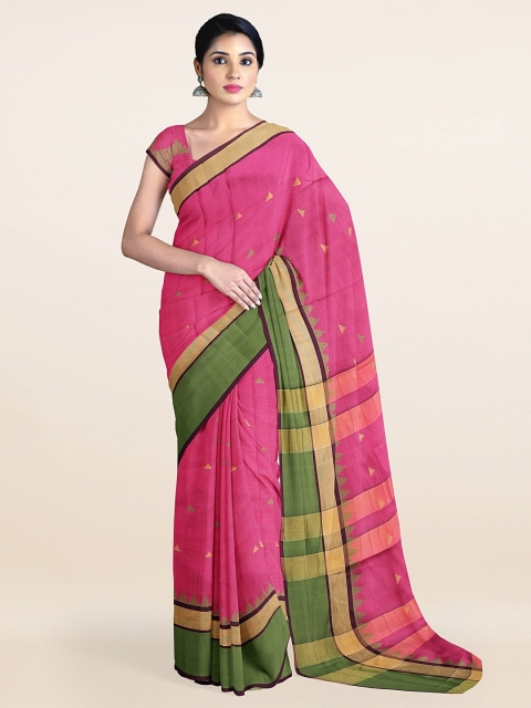 

Pothys Pink & Gold-Toned Woven Design Zari Saree
